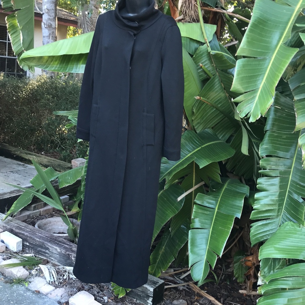 Funnel neck longline maxi coat minx mode from germany